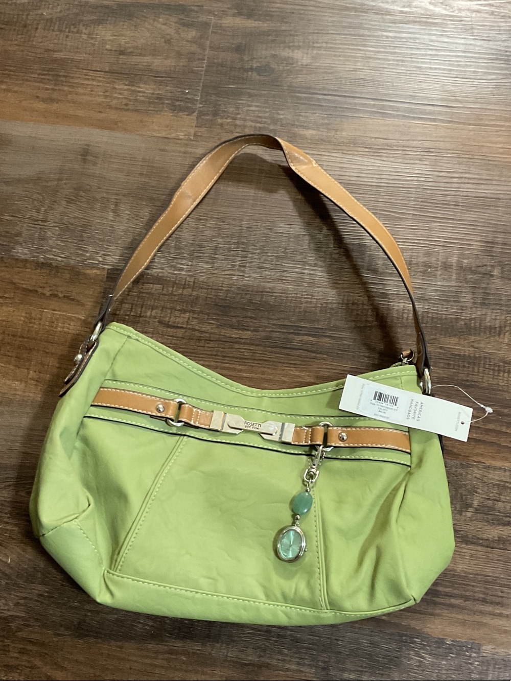 Rosetti Lime Green Shoulder Bag with Tan Strap